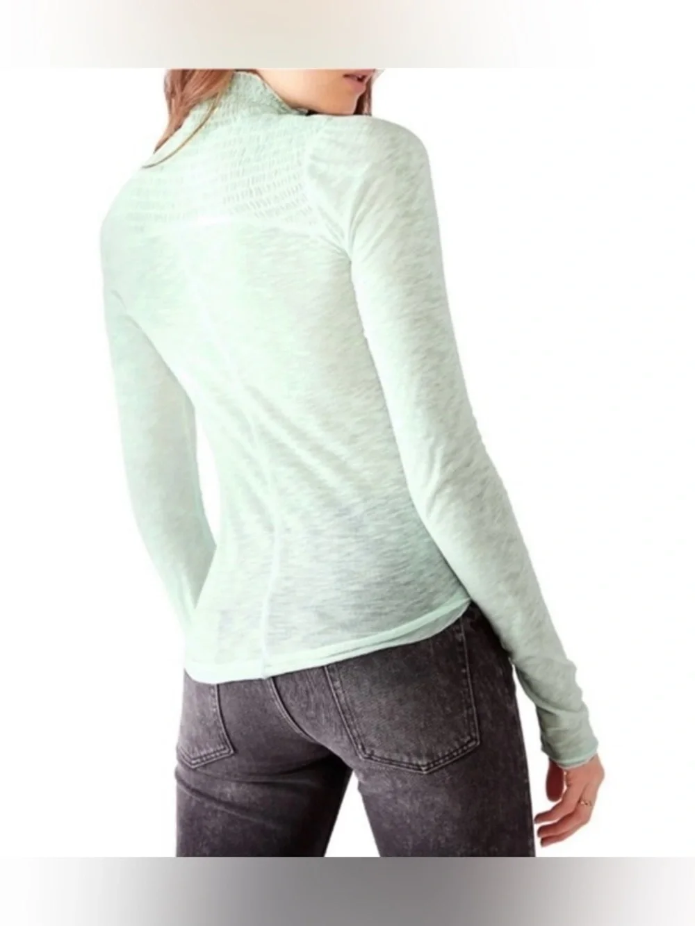 Free People Caroline Mock Neck Top in  ICED AQUA